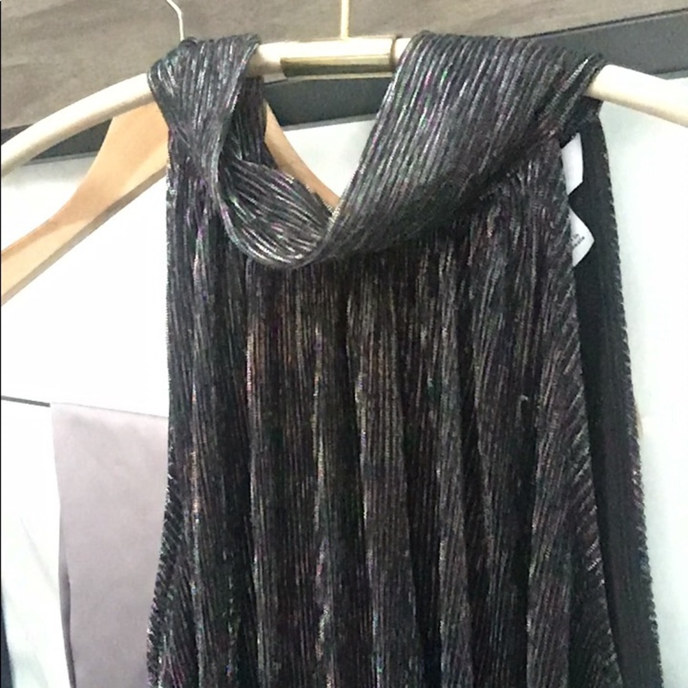 New Women’s Nine West High Halter Turtle Neck Metallic Tank Shirt - Picture 1 of 12